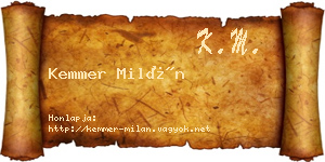 Kemmer Milán névjegykártya